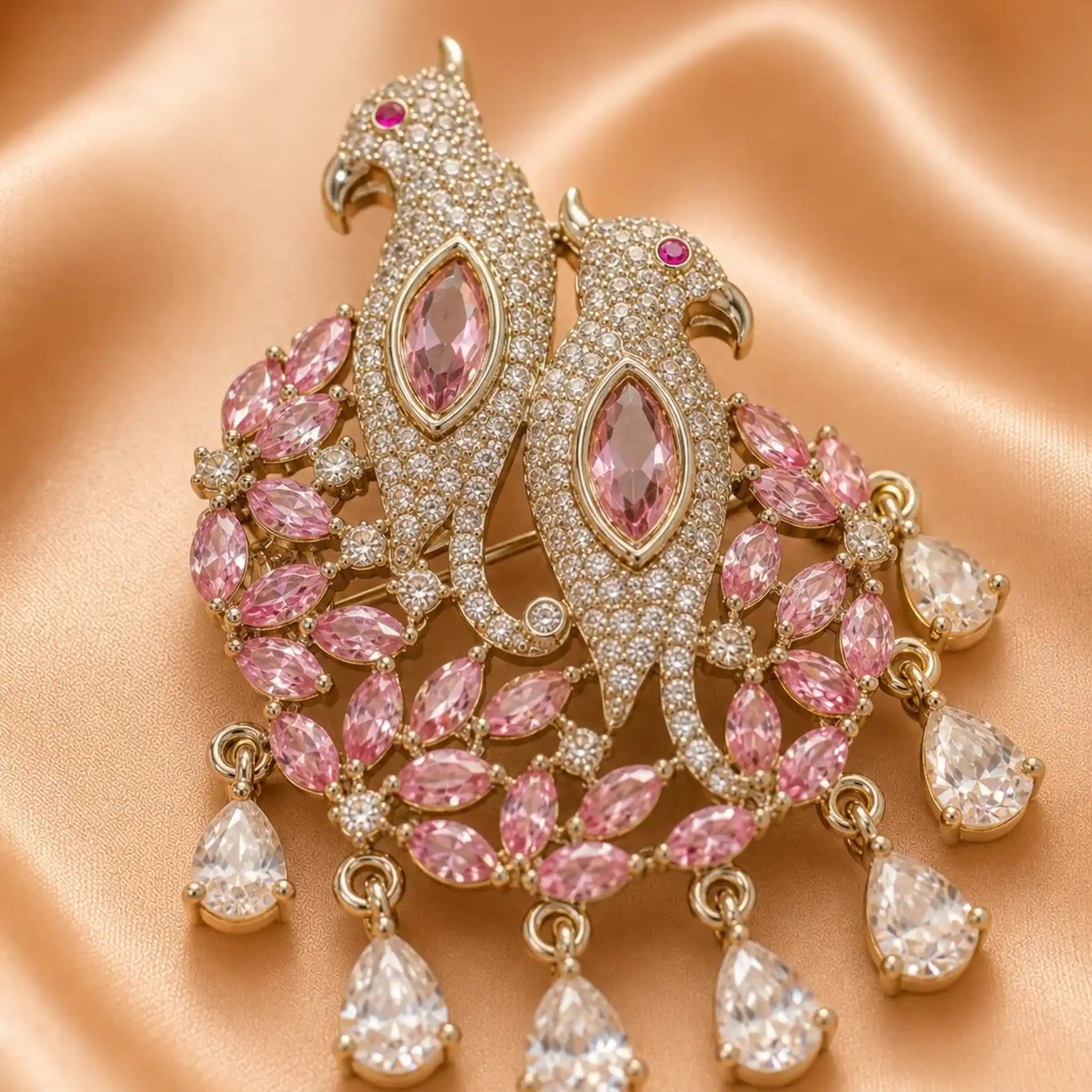 Gulabi Mayura Bloom Brooch