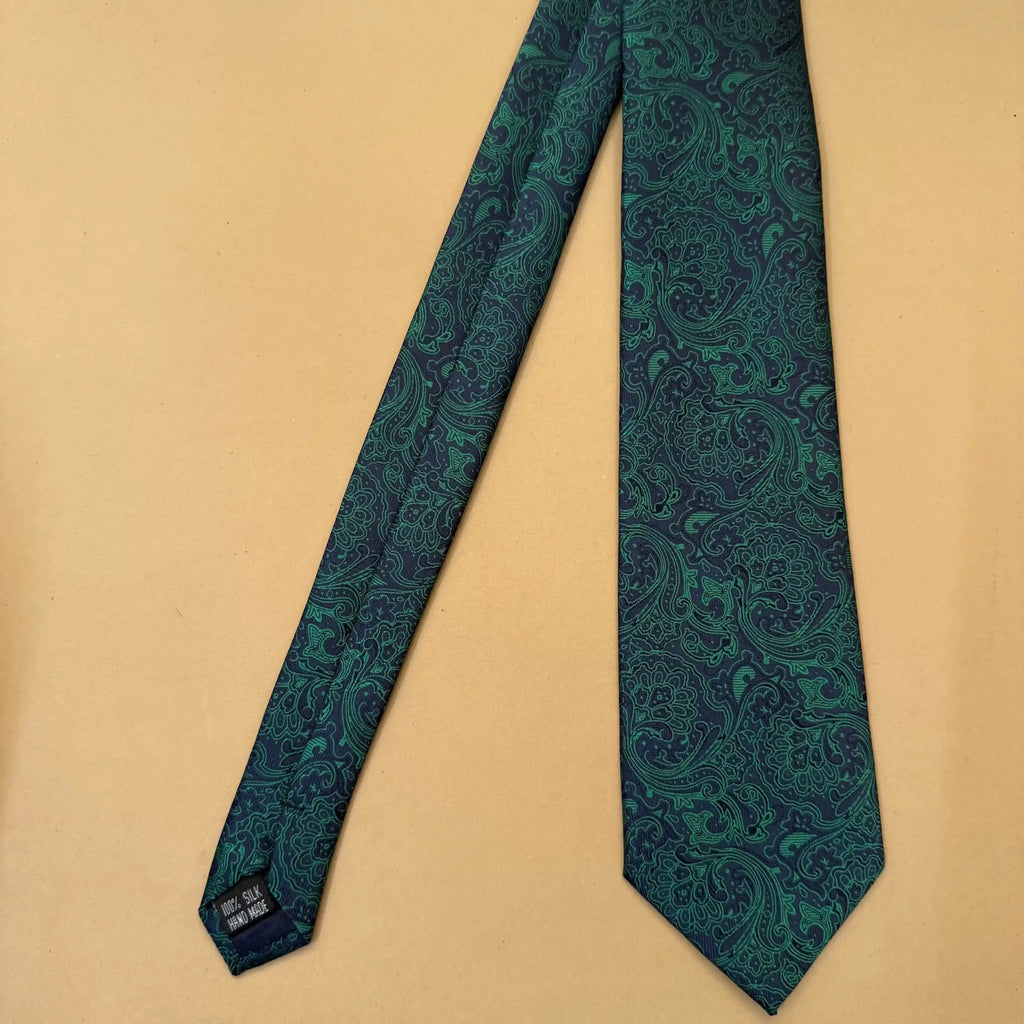 Teal Texture Abstract Silk Necktie