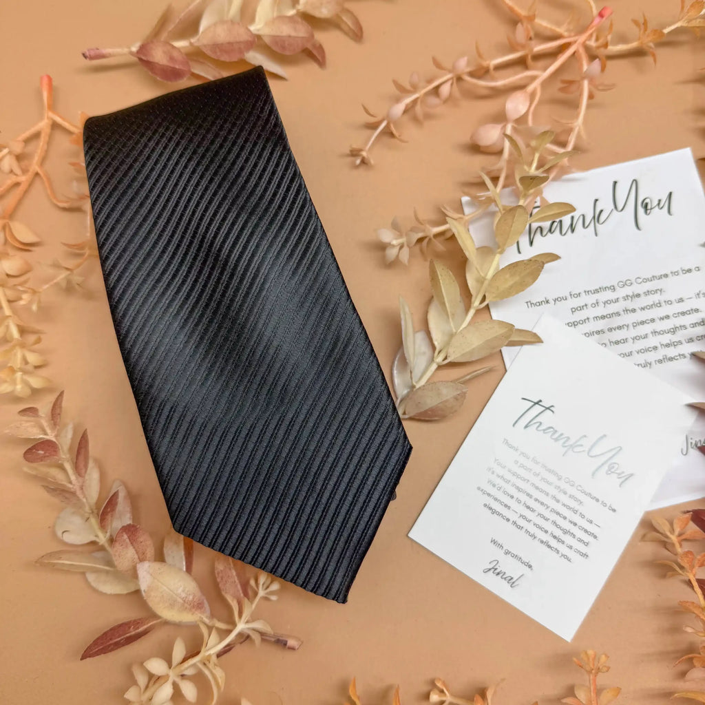 Jet Black Noir Prestige Solid Silk Necktie