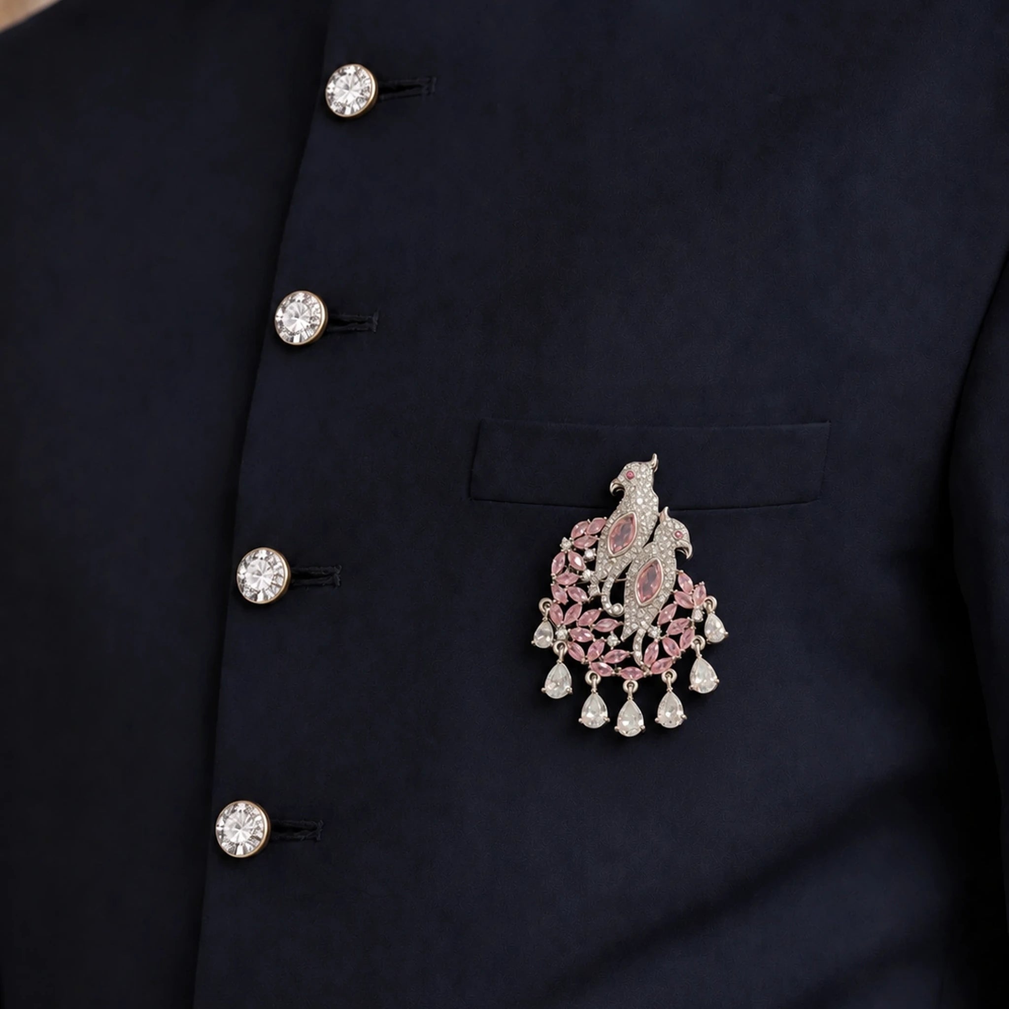 Gulabi Mayura Bloom Brooch