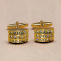 Crystal Studded Gold Bar Cufflinks
