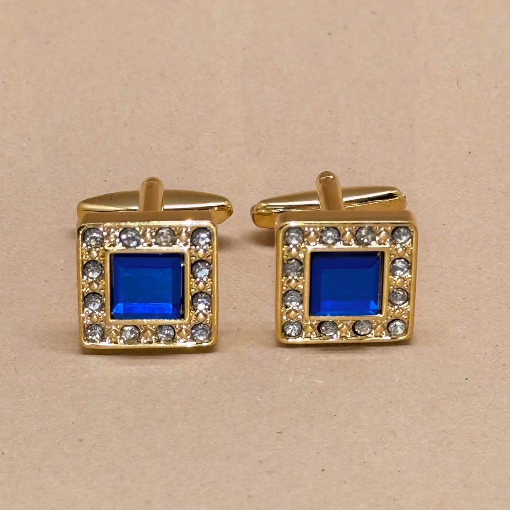 Royal Blue Crystal Gold Cufflinks