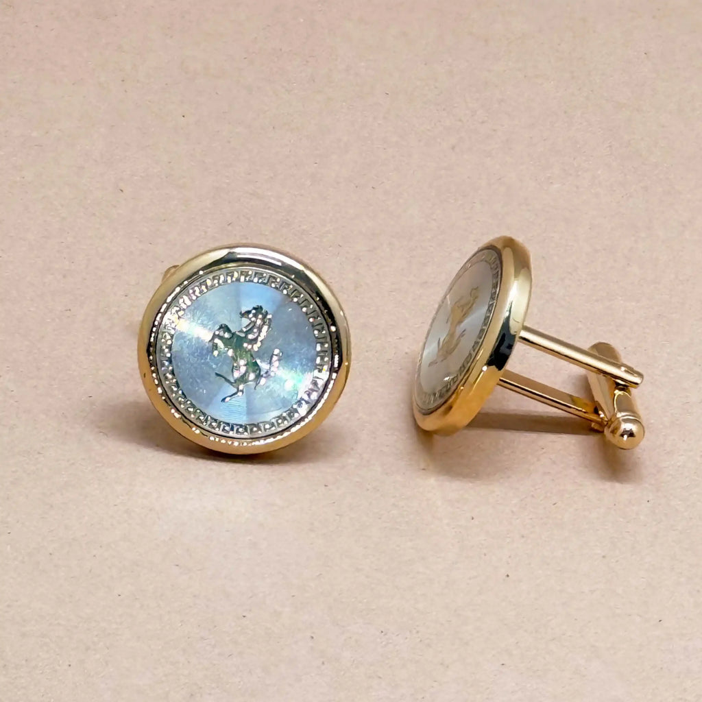 Aquamarine Dial Gold Cufflinks