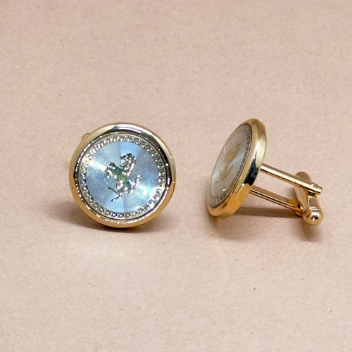 Aquamarine Dial Gold Cufflinks