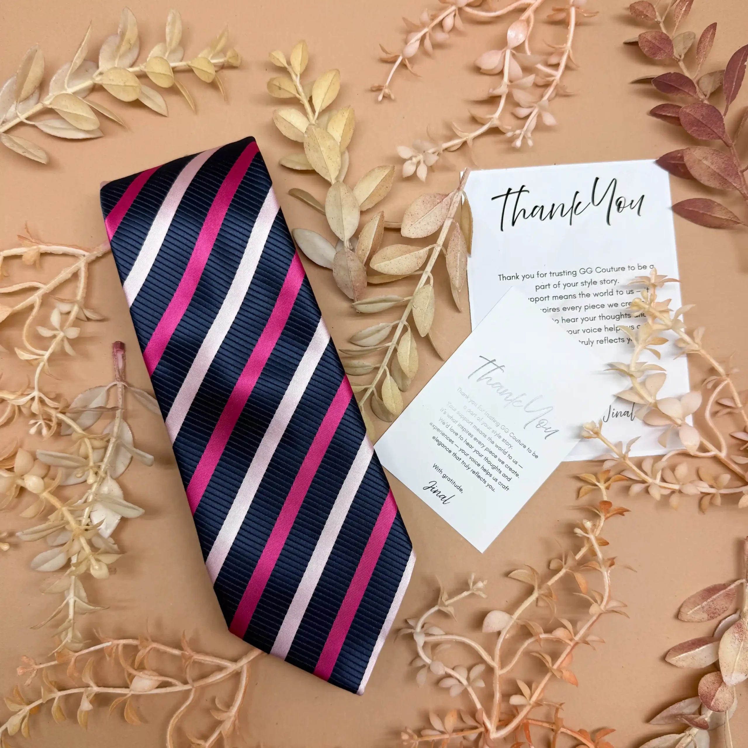Pink Blue Trio Stripe Silk Necktie