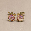 Rose Quartz Crystal Gold Cufflinks
