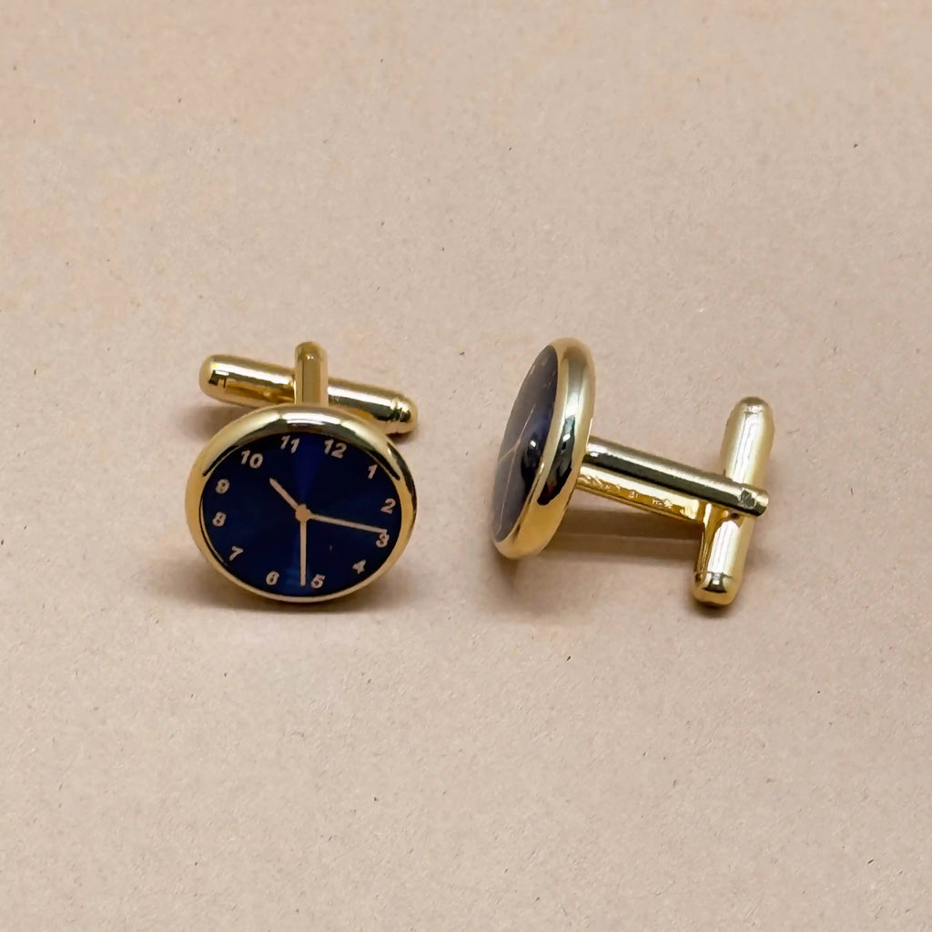 Midnight Blue Dial Gold Cufflinks