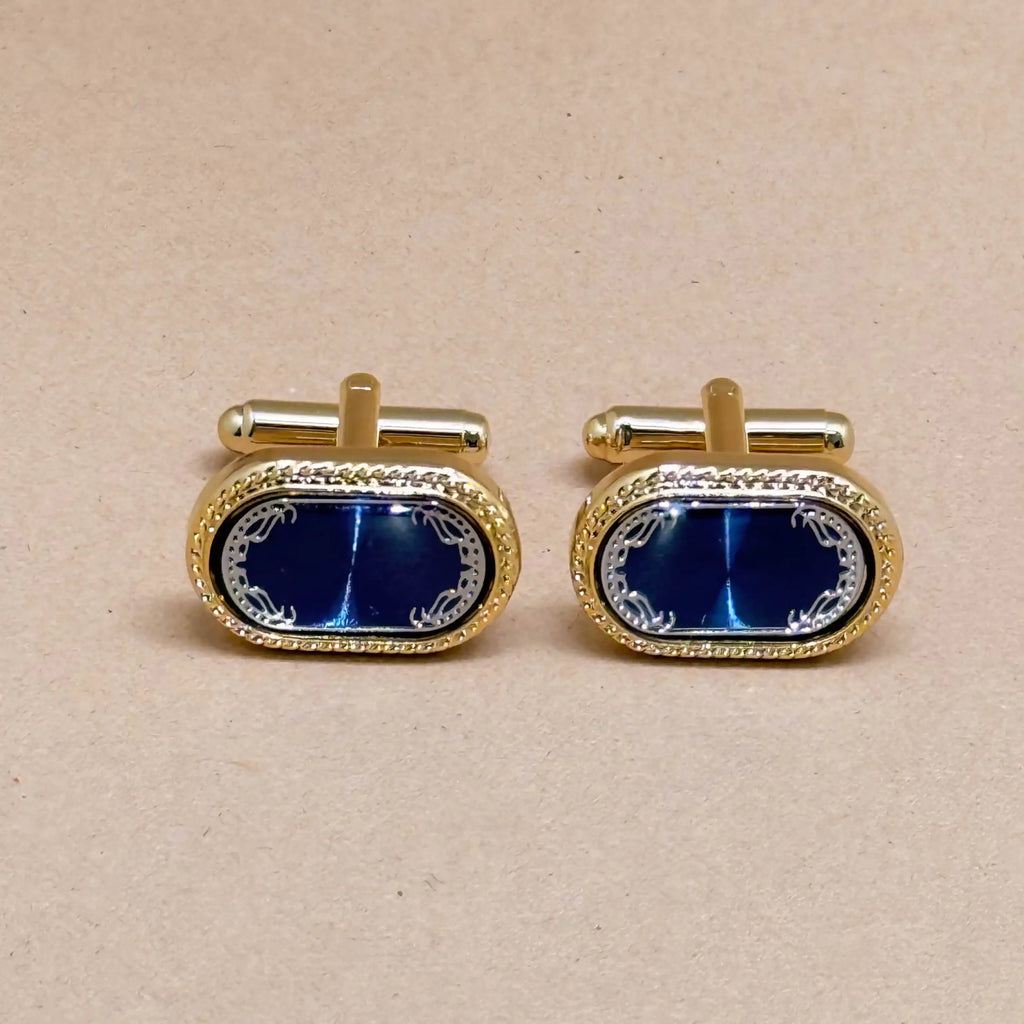 Royal Sapphire Oval Gold Cufflinks