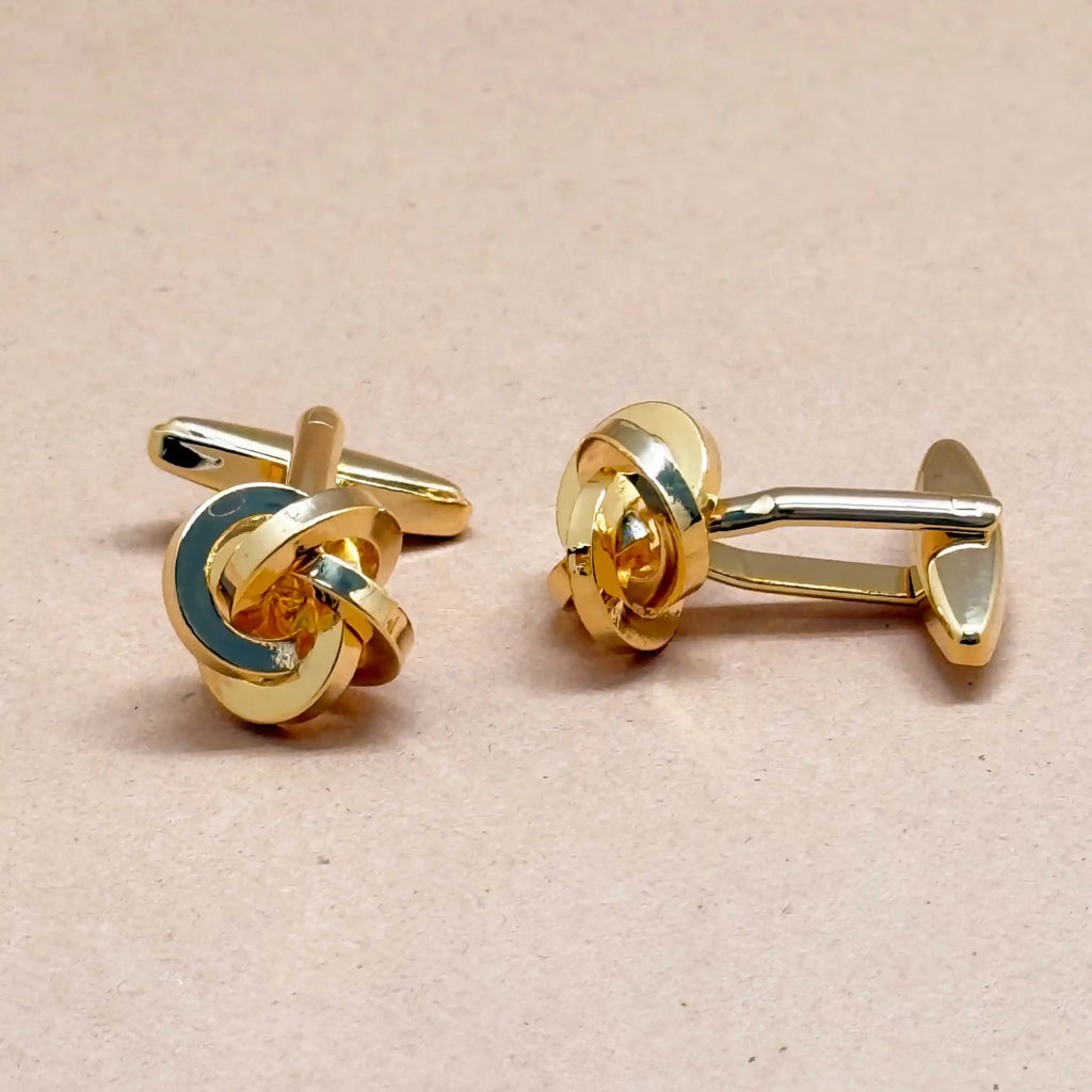 Twist Knot Enamel Gold Cufflinks