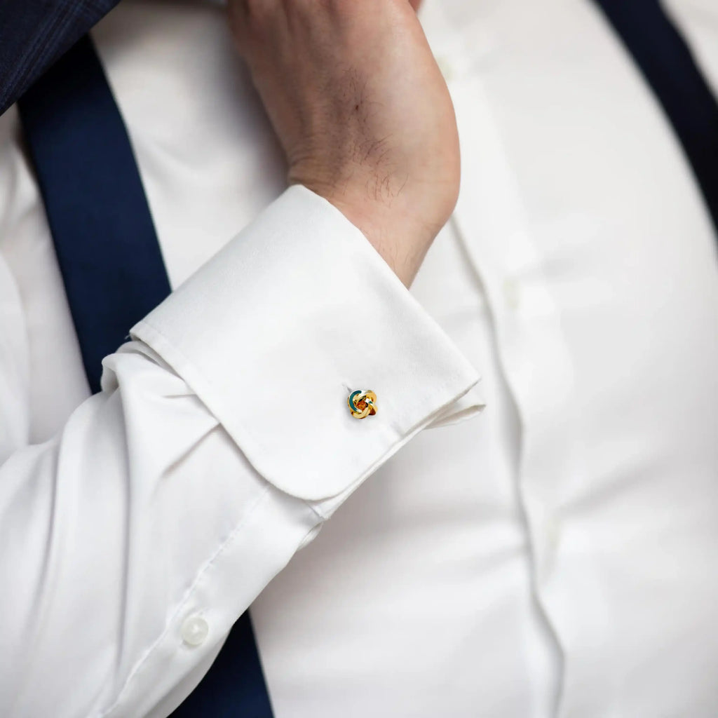 Twist Knot Enamel Gold Cufflinks