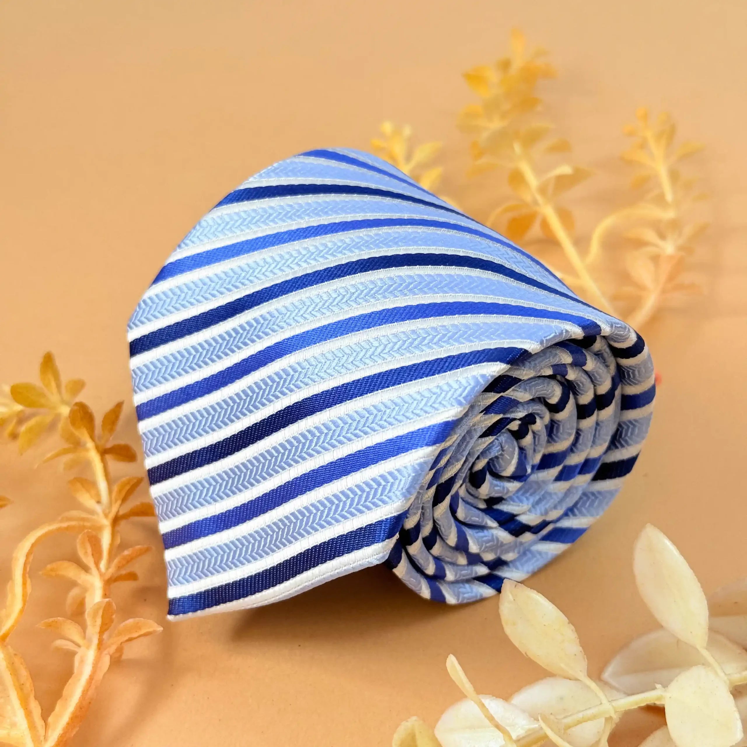 Light Blue Classic Stripe Silk Necktie
