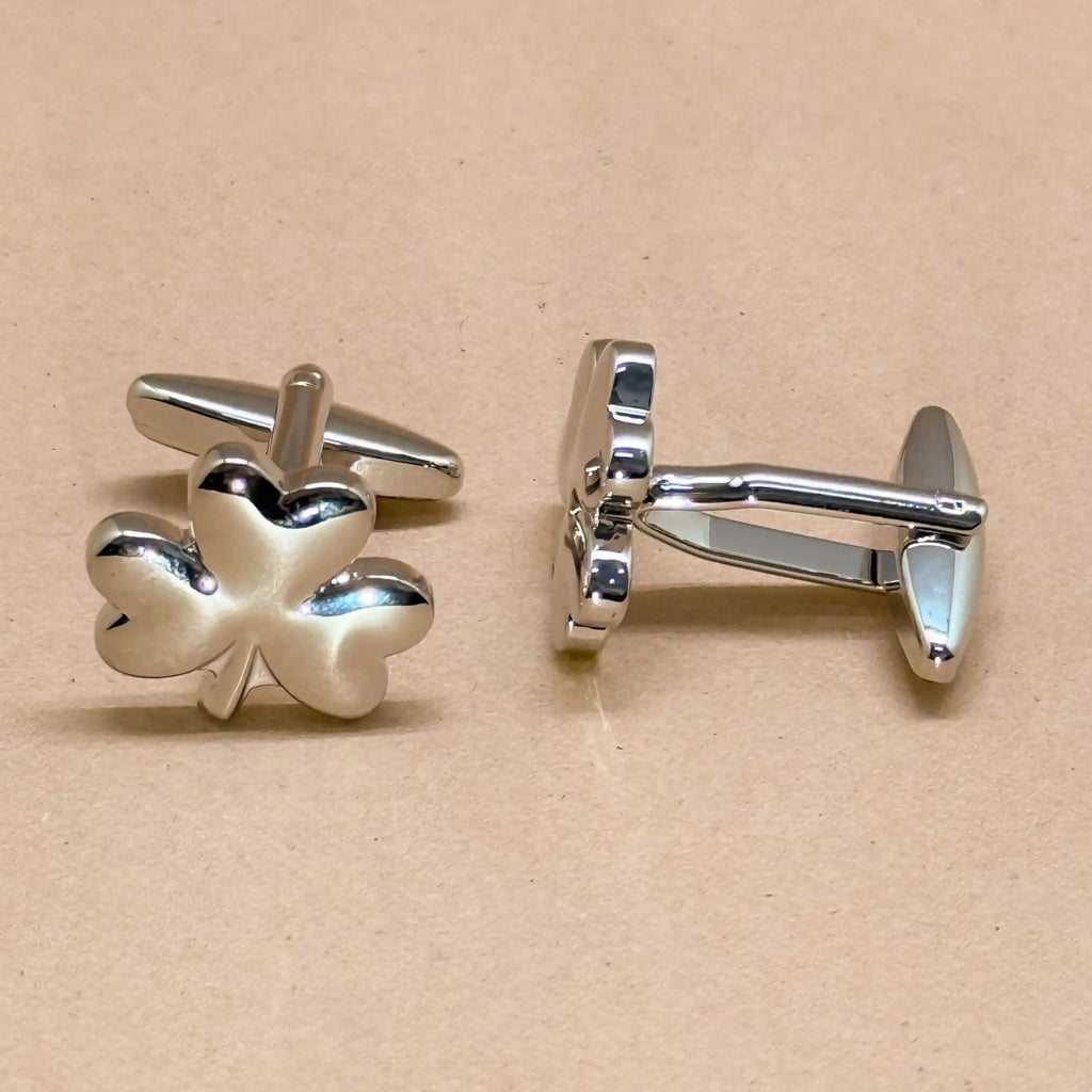 Silver Clover Motif Cufflinks