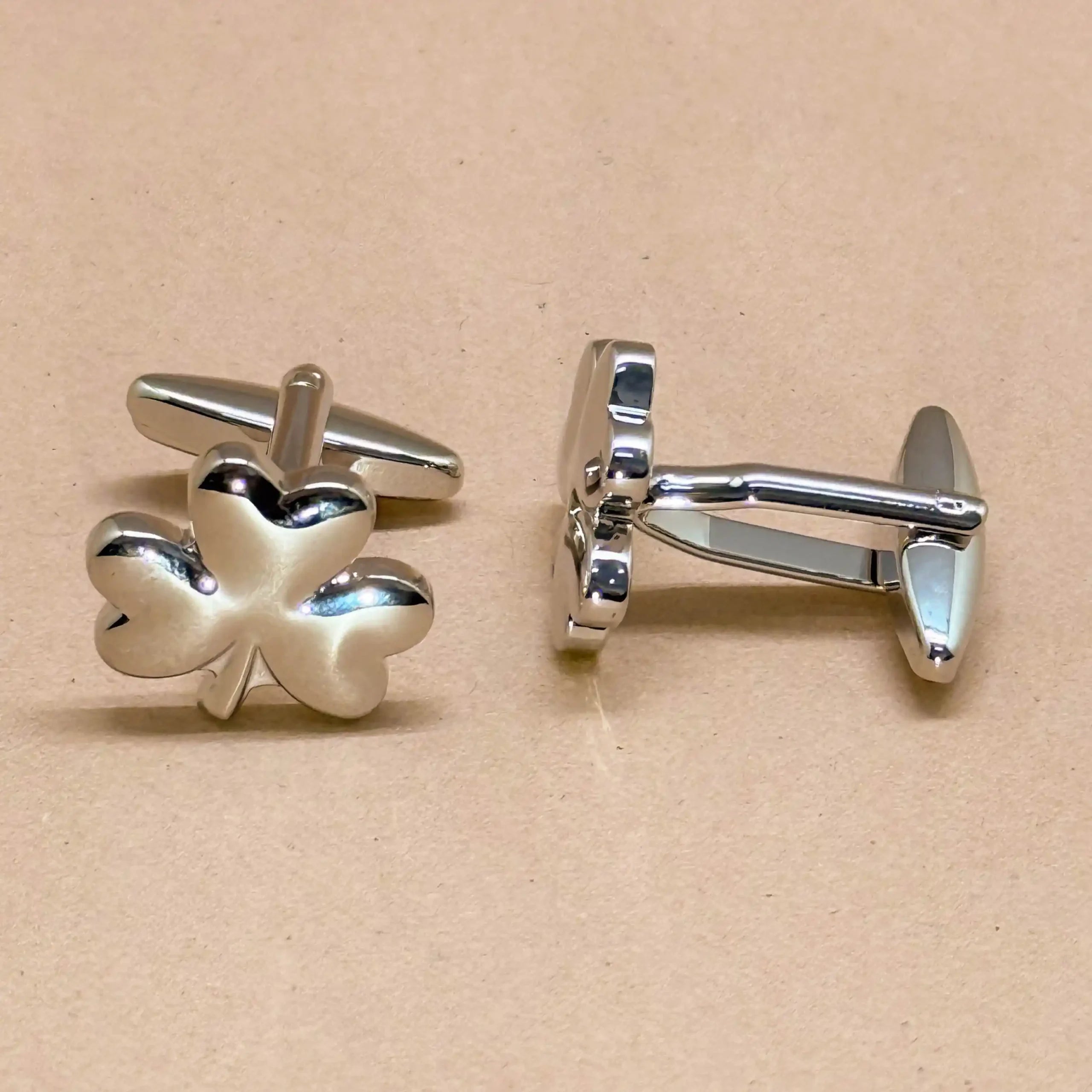 Silver Clover Motif Cufflinks