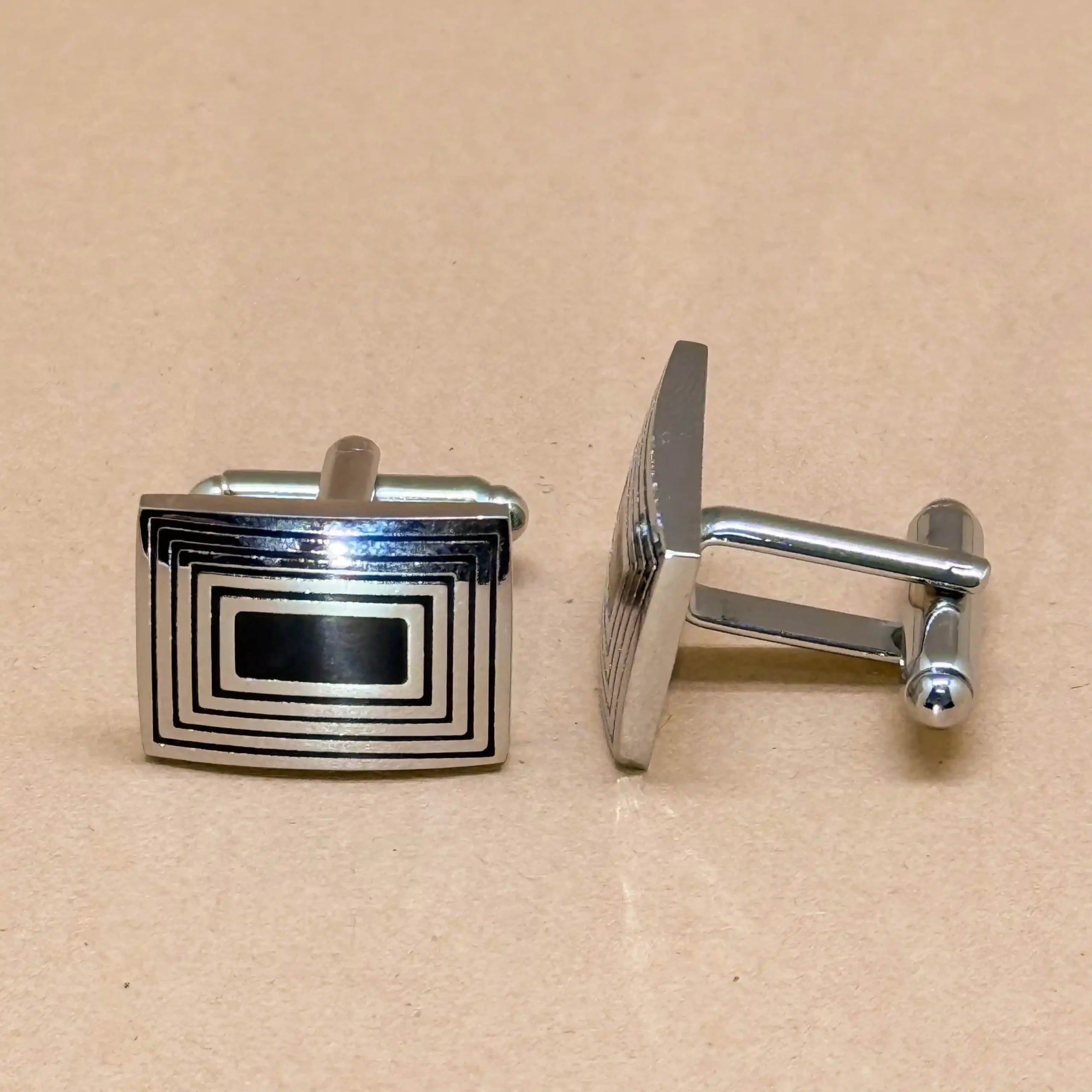 Geometric Silver Rectangle Cufflinks