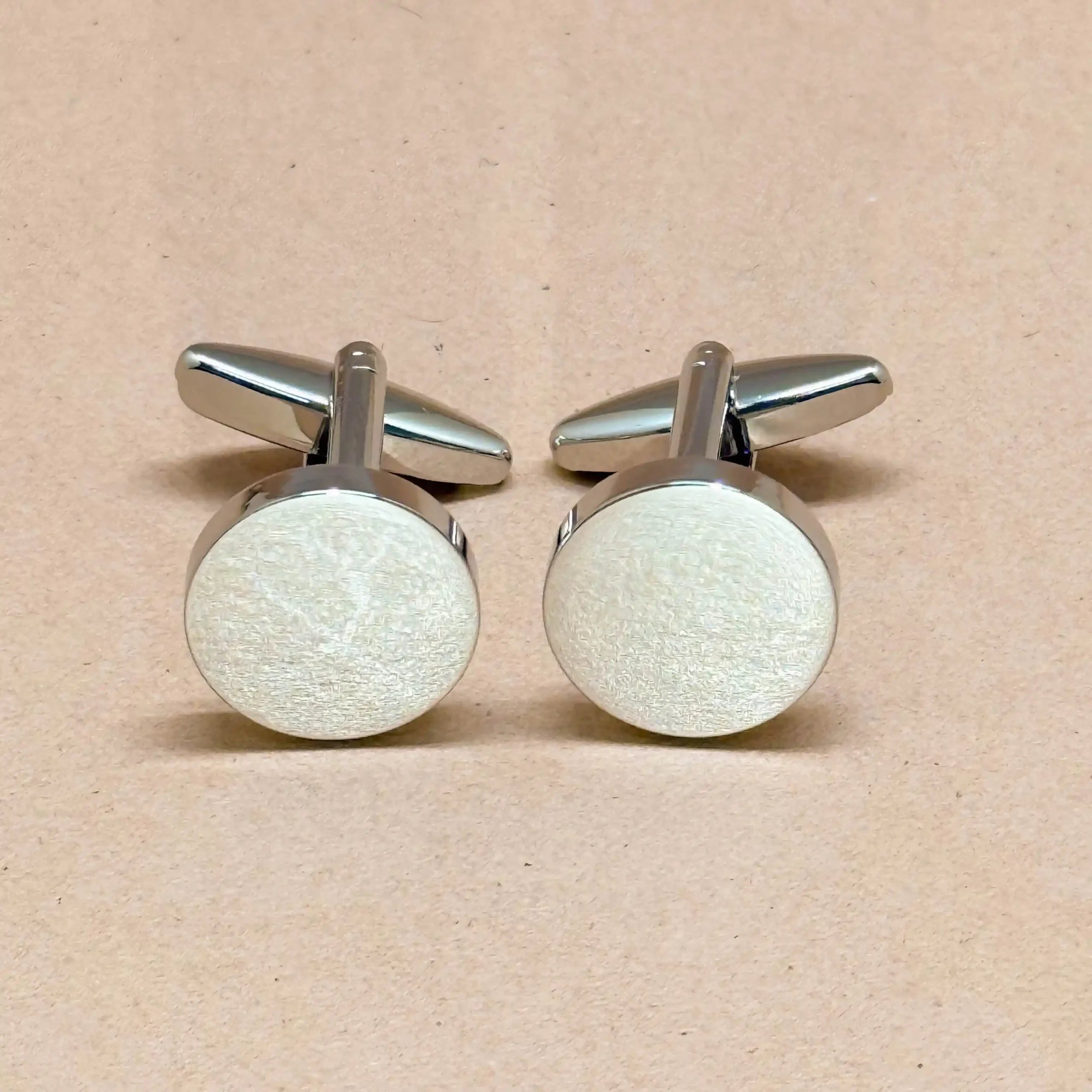 Classic Ivory Enamel Silver Cufflinks