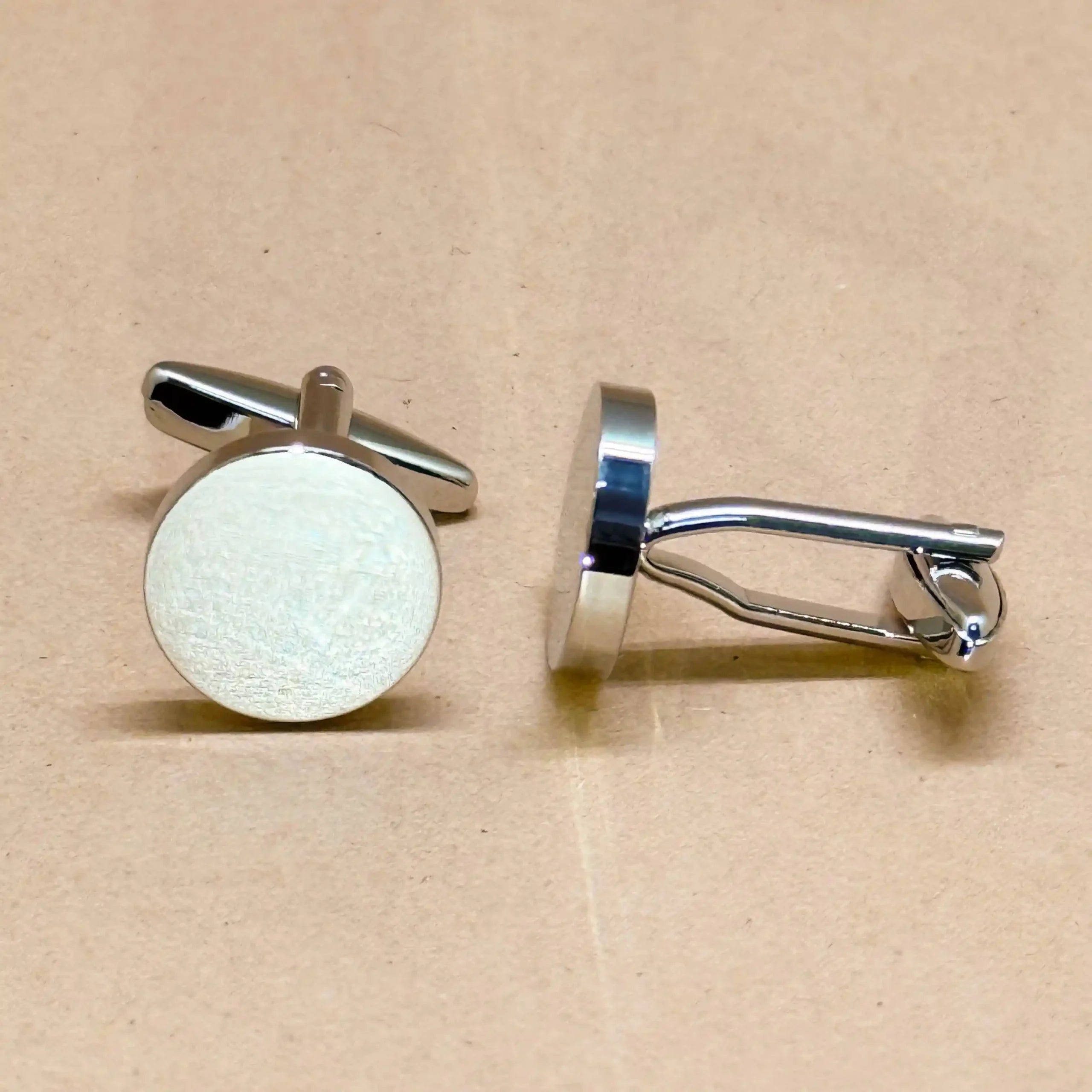 Classic Ivory Enamel Silver Cufflinks