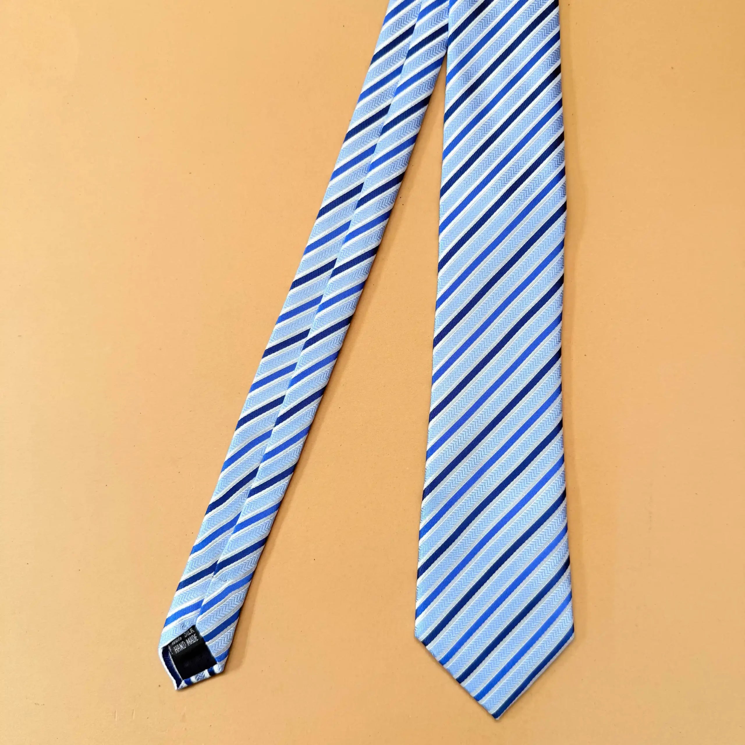 Light Blue Classic Stripe Silk Necktie