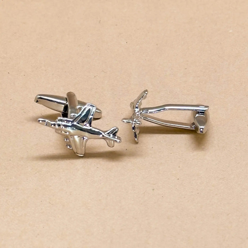 Silver Airplane Designer Cufflinks