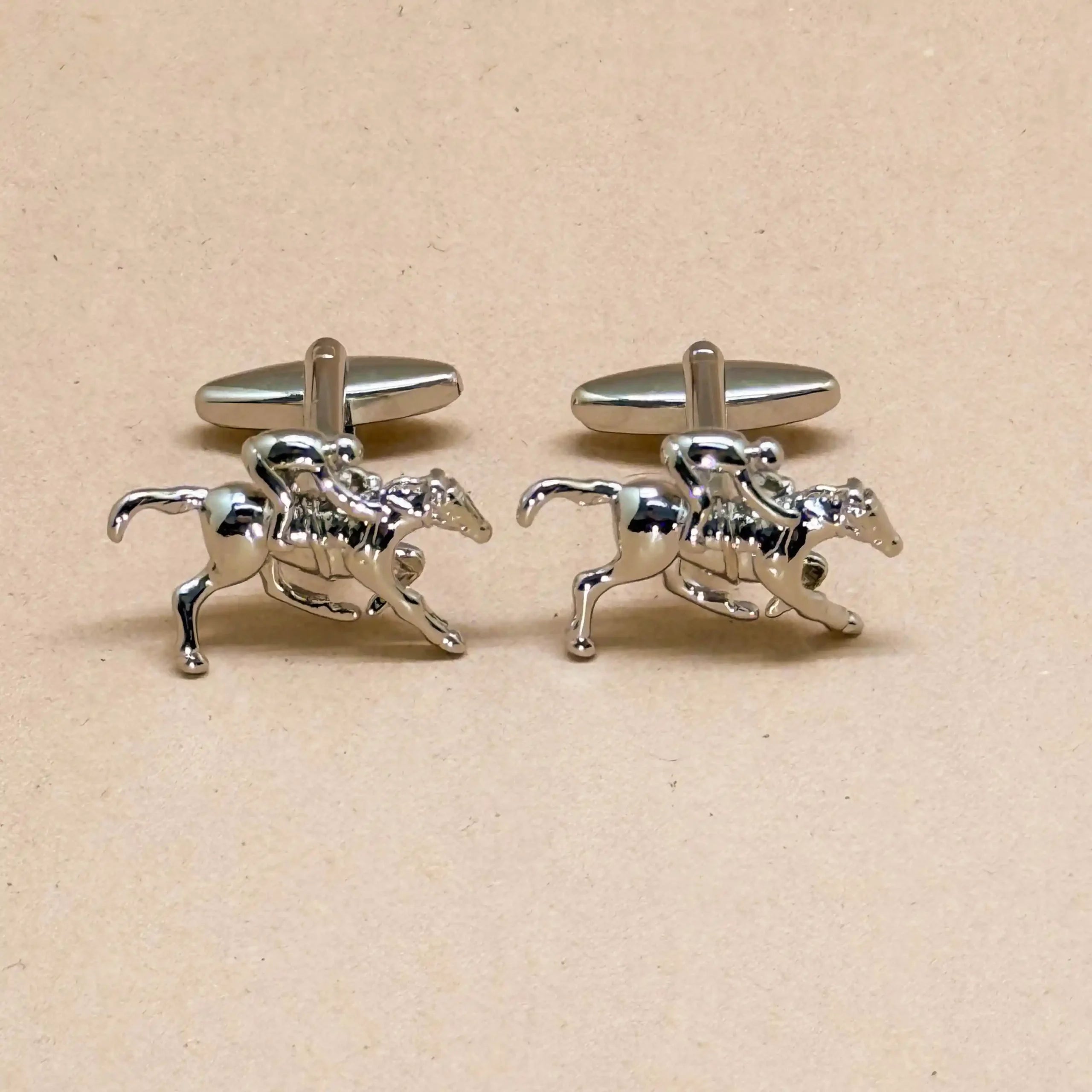 Equestrian Silver Horse Rider Cufflinks