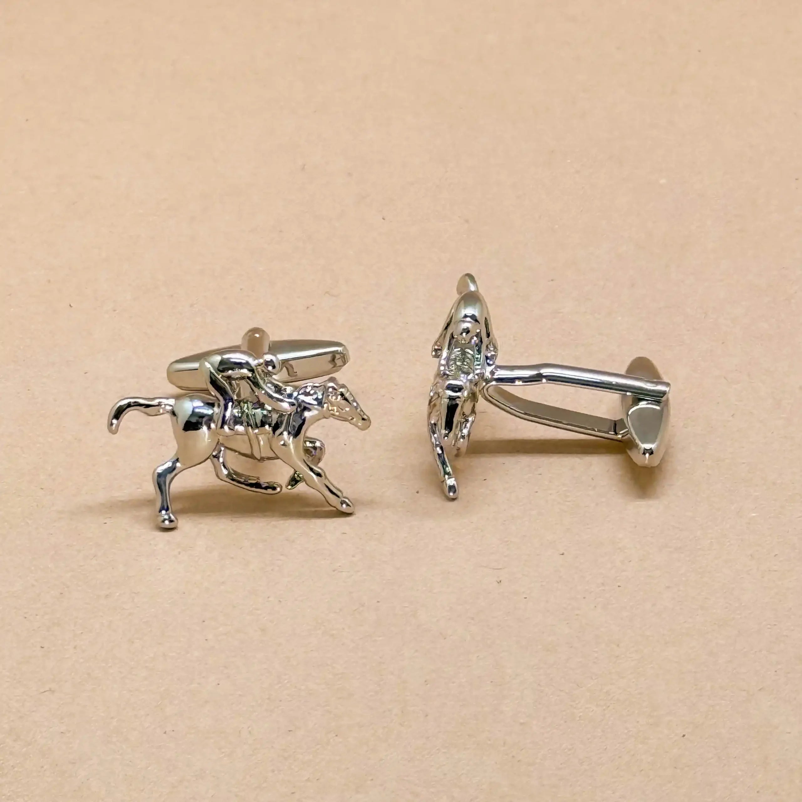 Equestrian Silver Horse Rider Cufflinks