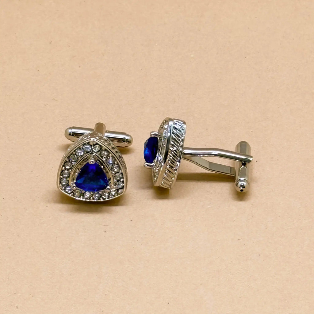Royal Blue Crystal Silver Cufflinks