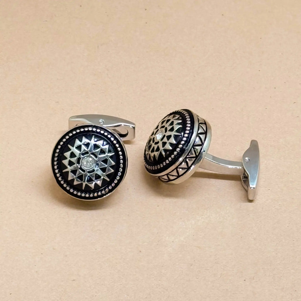 Vintage Compass Rose Silver Cufflinks