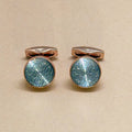 Rose Gold Aquamarine Textured Cufflinks
