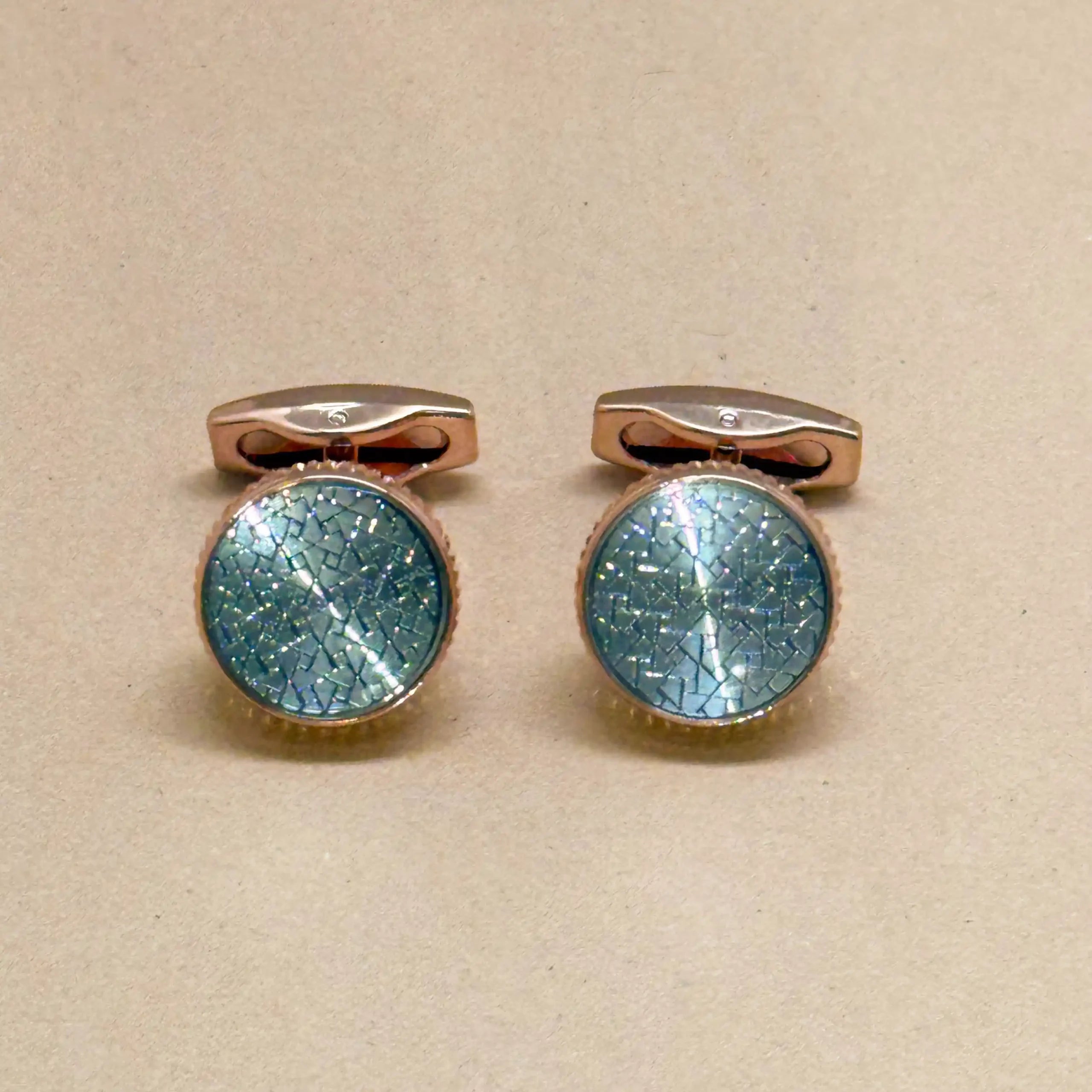 Rose Gold Aquamarine Textured Cufflinks