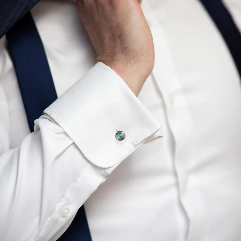 Rose Gold Aquamarine Textured Cufflinks
