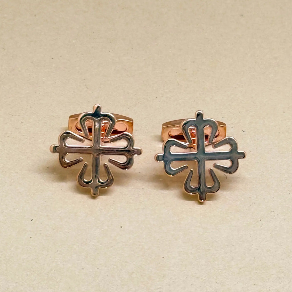 Rose Gold Cross Motif Designer Cufflinks