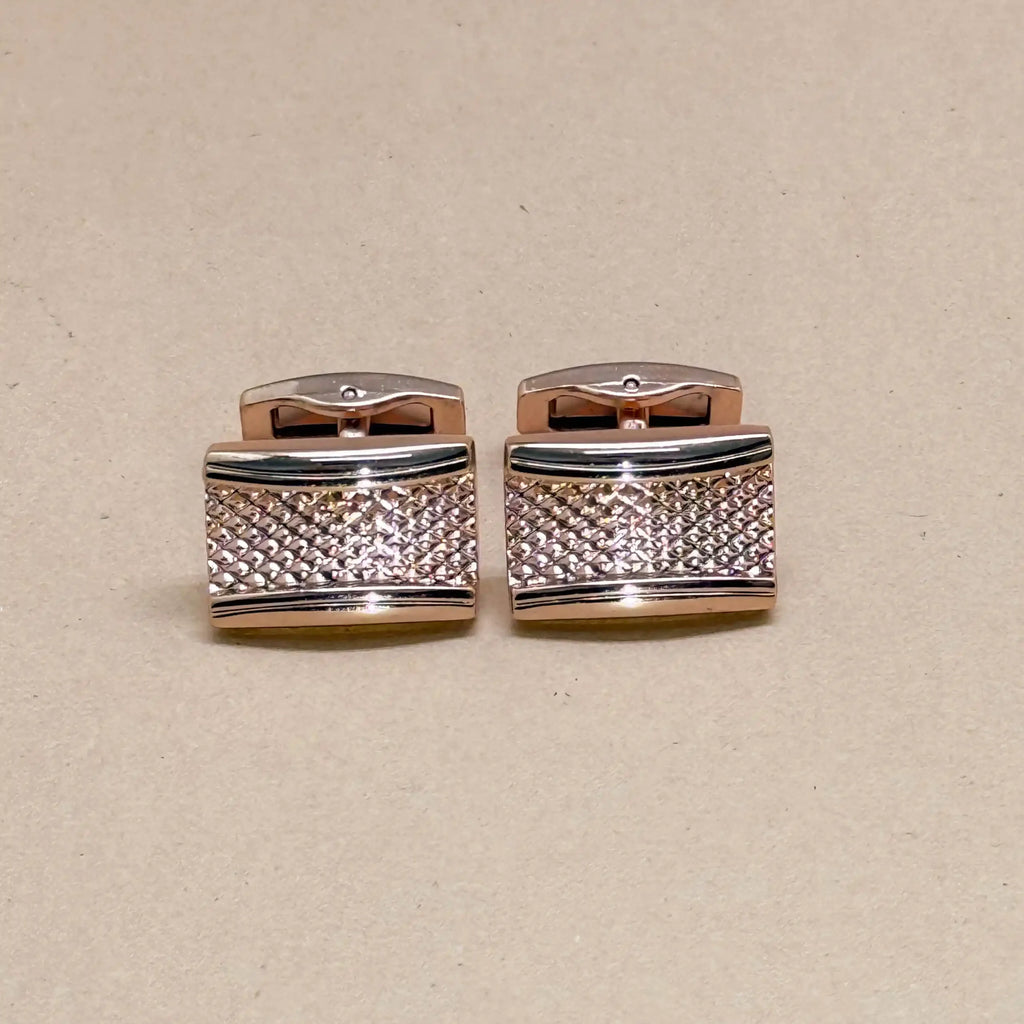 Rose Gold Textured Bar Cufflinks