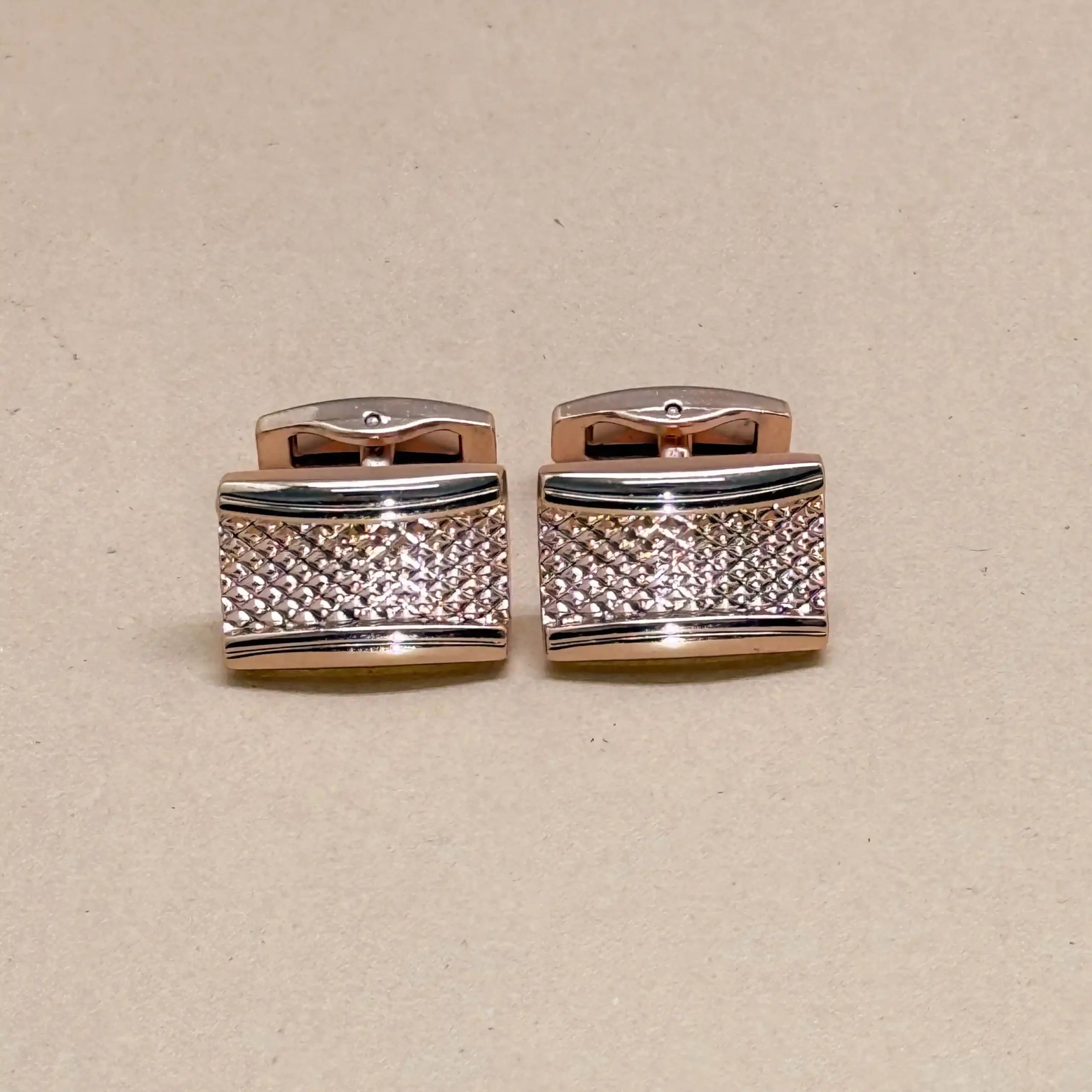 Rose Gold Textured Bar Cufflinks