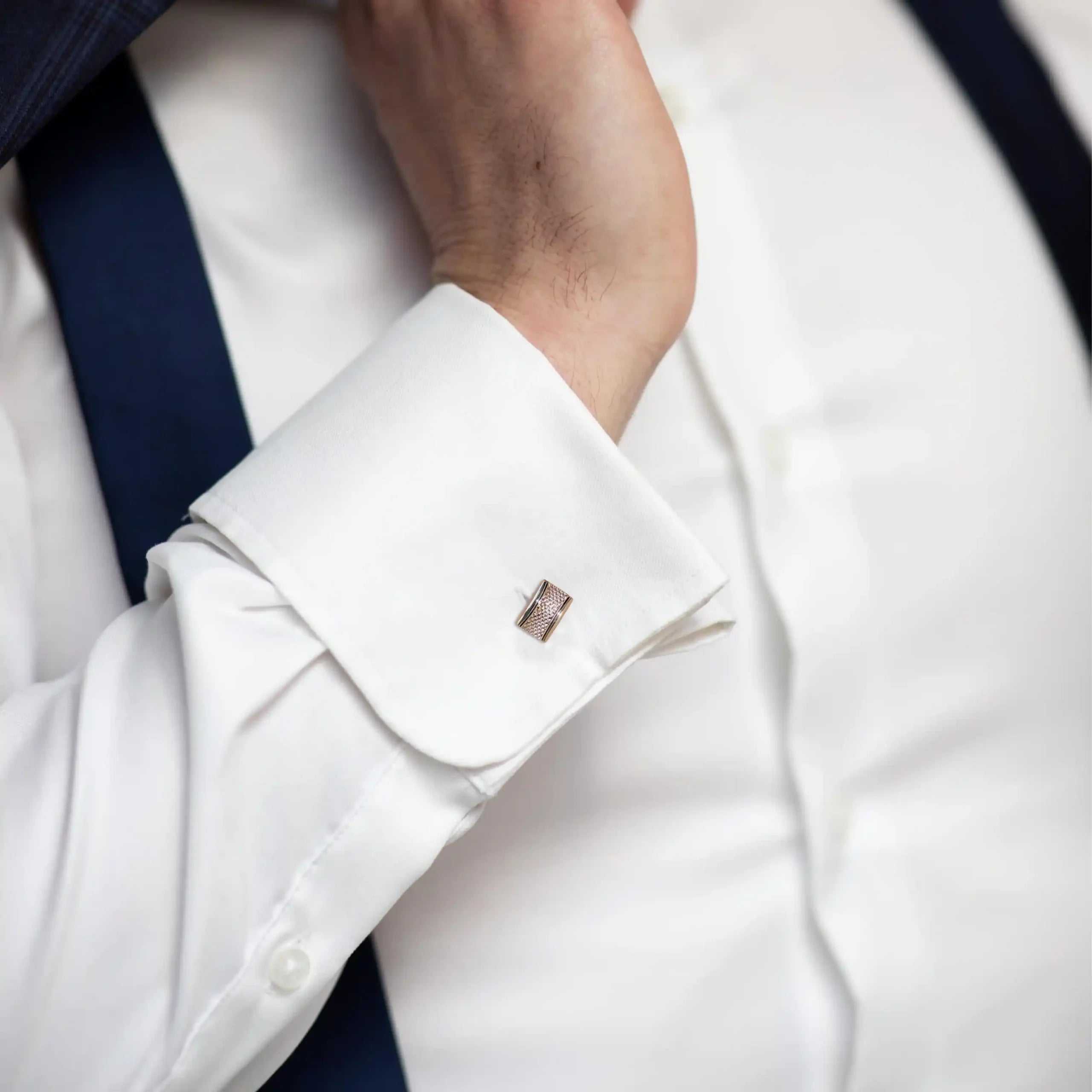 Rose Gold Textured Bar Cufflinks