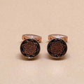 Rose Gold Brown Crystal Cufflinks with Vintage Finish
