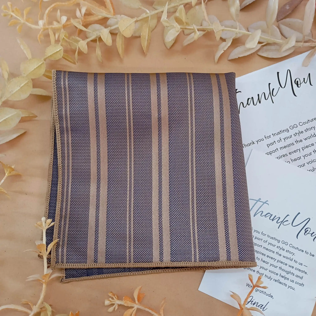 Earth Toned Gold Striped Silk Pocket Square