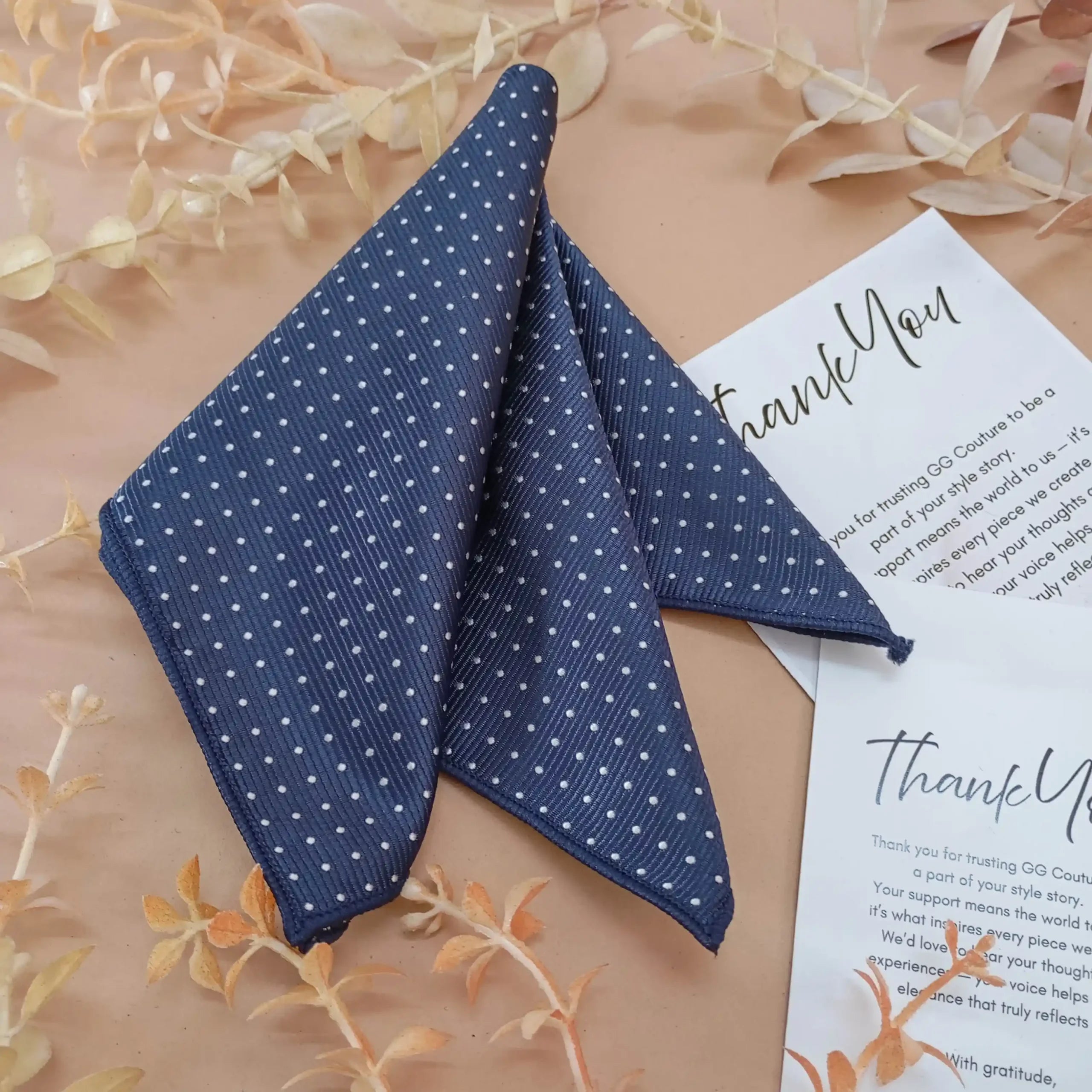 Midnight Blue Polka Dot Silk Pocket Square