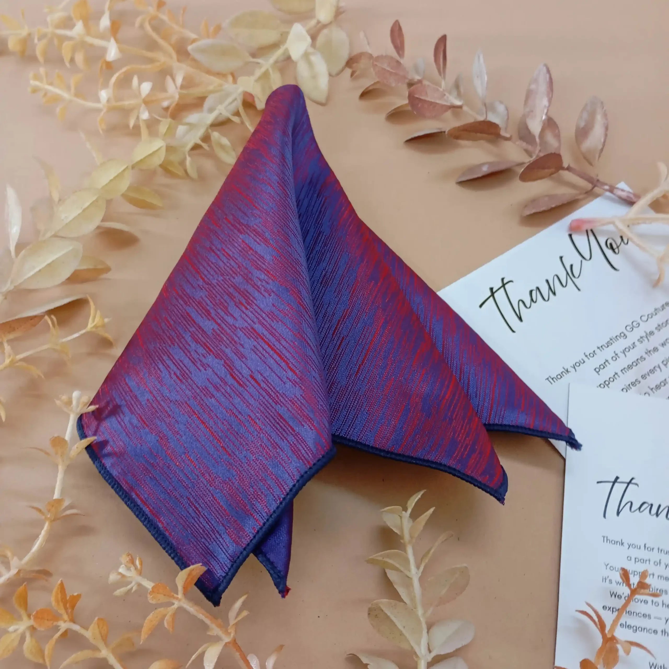Magenta Patterned Silk Pocket Square