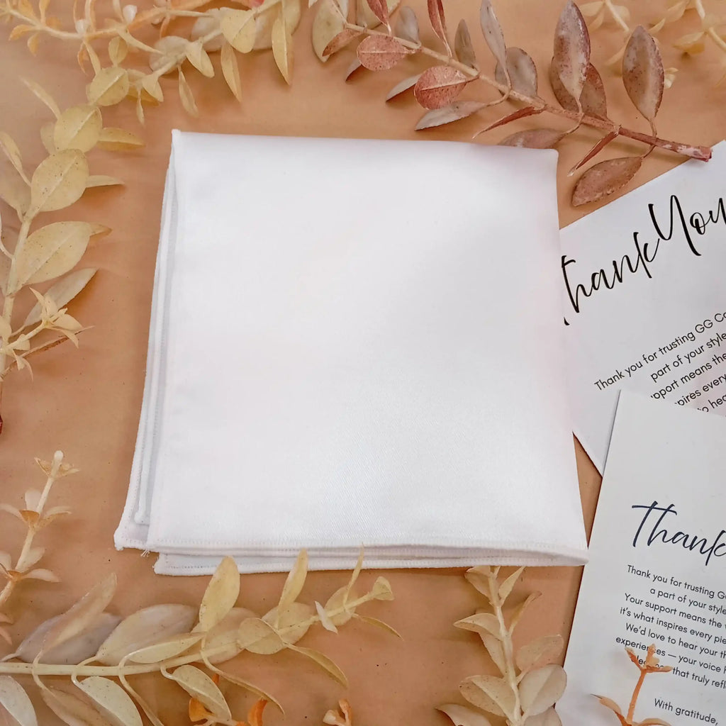 Classic White Silk Pocket Square