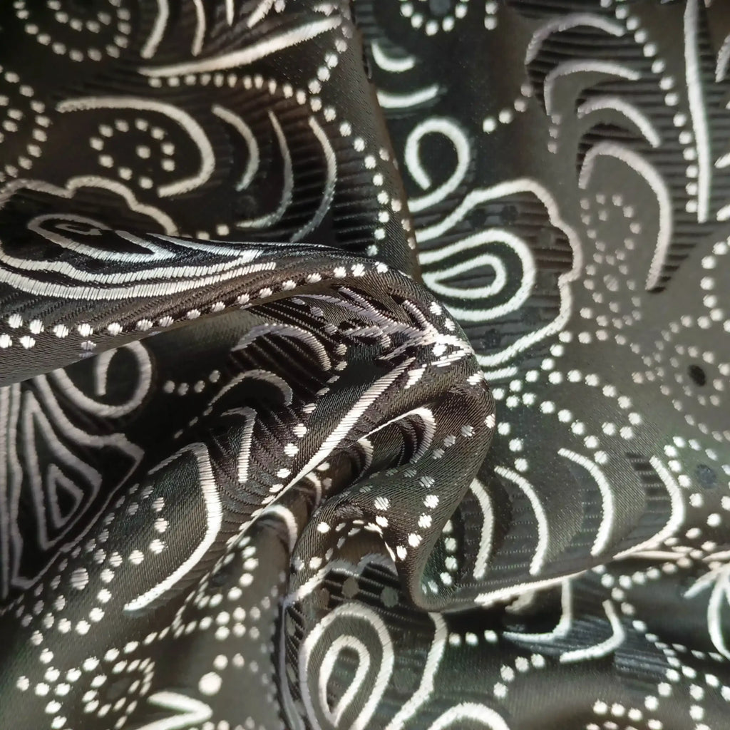 Black Paisley Silk Pocket Square