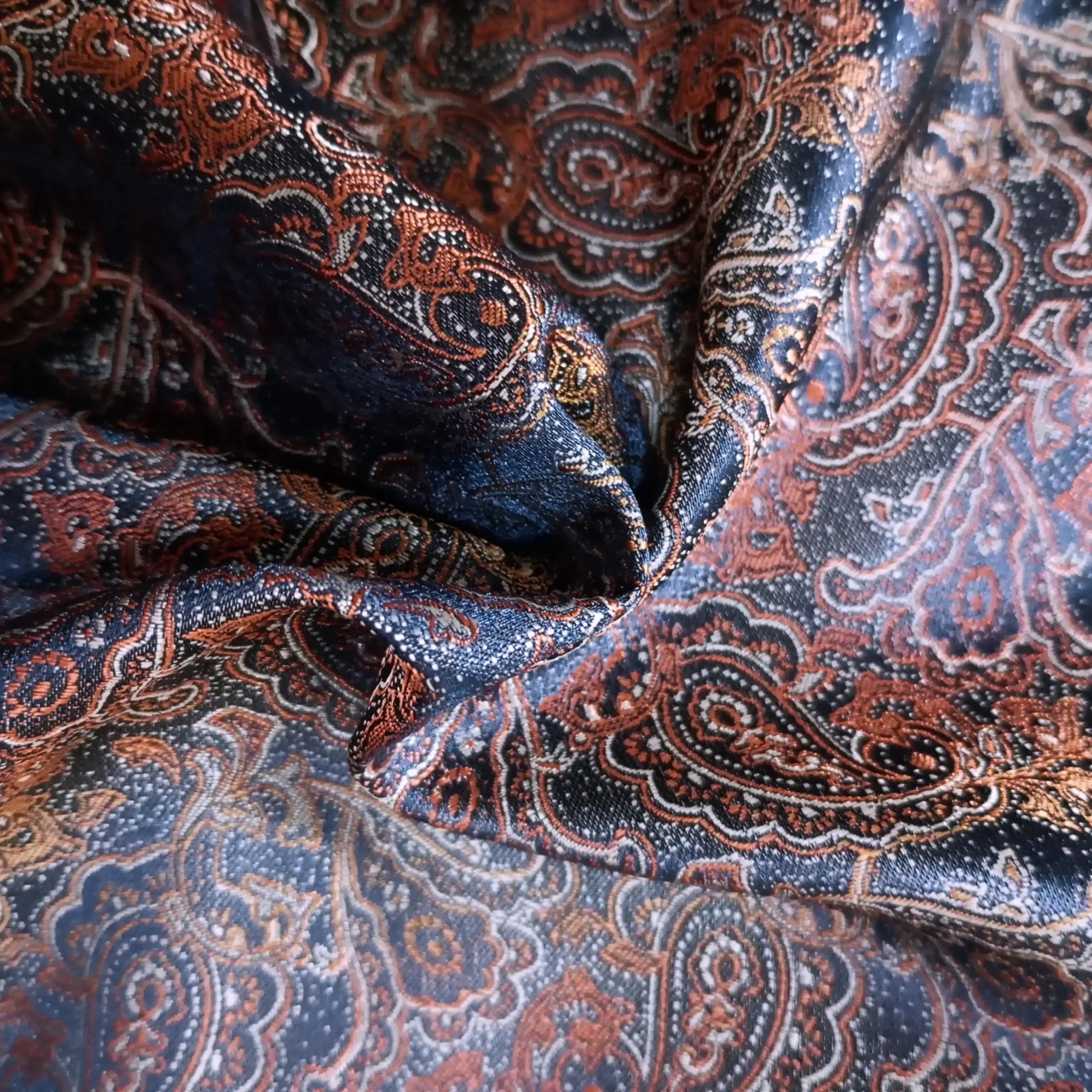 Rust Brown Paisley Pocket Square