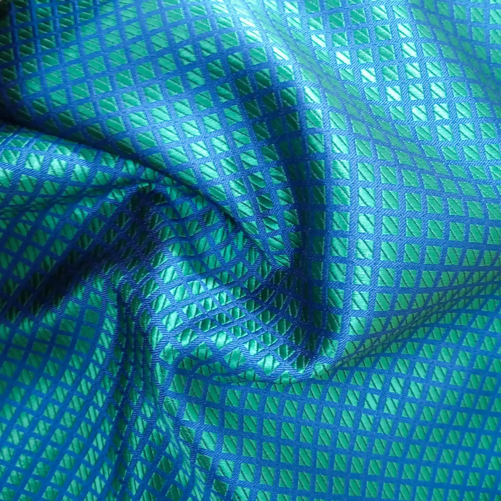 Emerald Green Checkered Silk Pocket Square