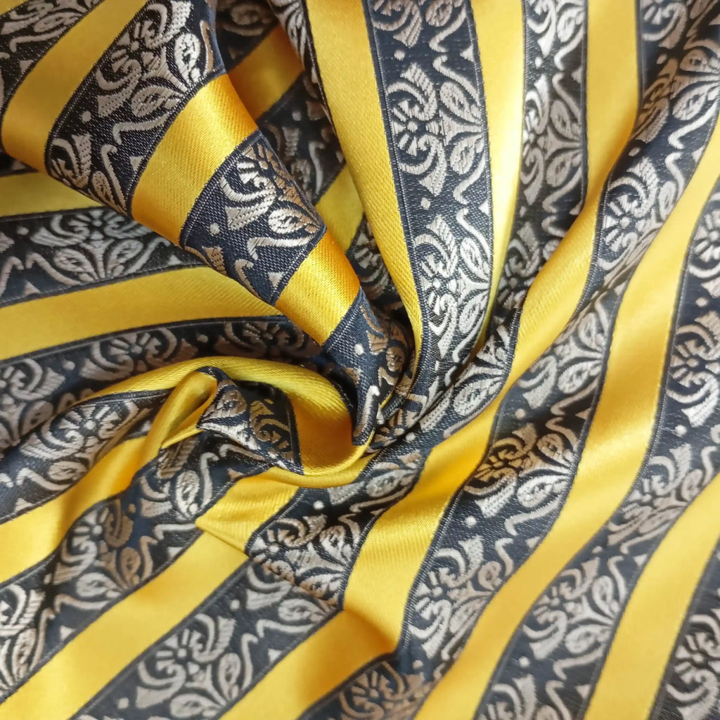 Yellow and Navy Striped Pocket Square