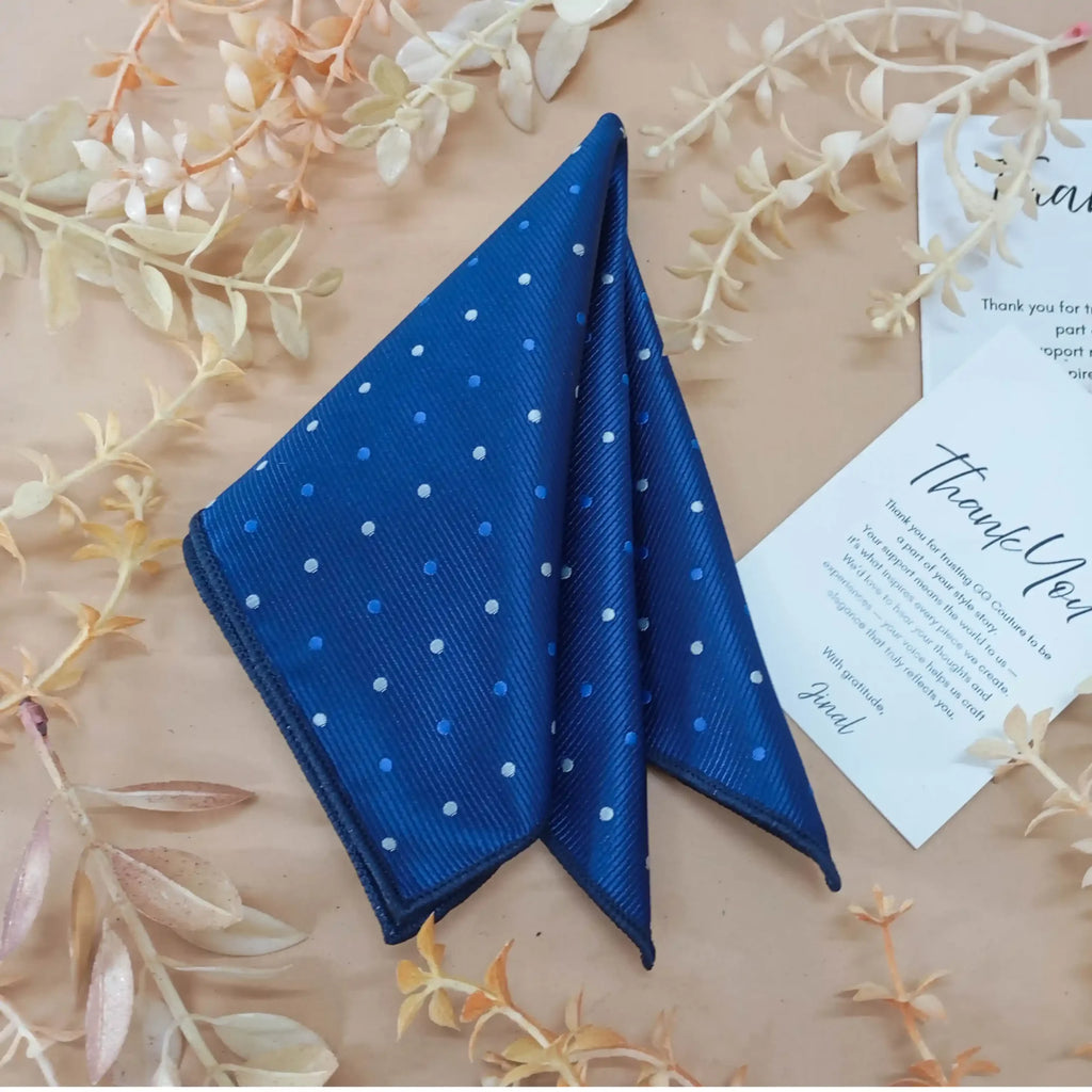 Royal Blue Polka Silk Pocket Square