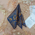 Navy and Gold Paisley Silk Pocket Square