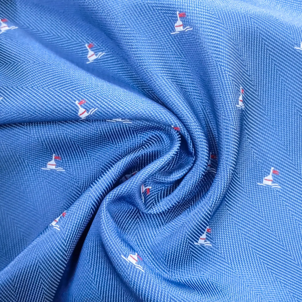 Sky Blue Patterend Silk Pocket Square