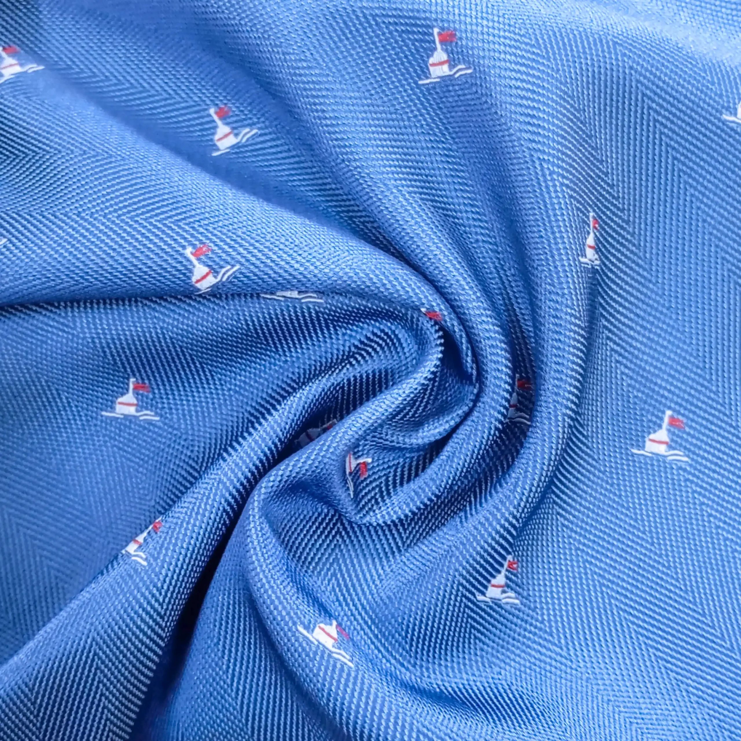 Sky Blue Patterend Silk Pocket Square