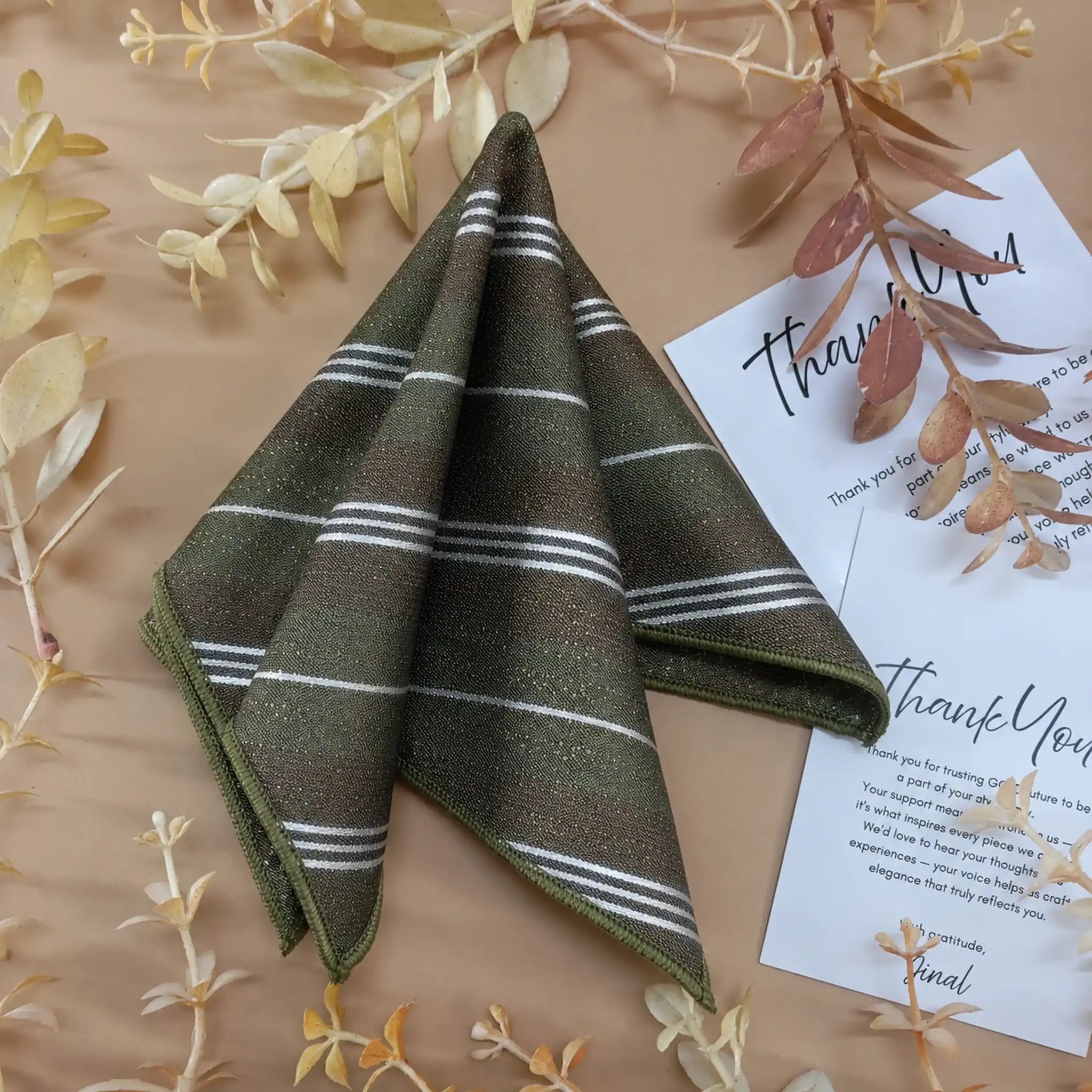 Charcoal Stripe Silk Pocket Square