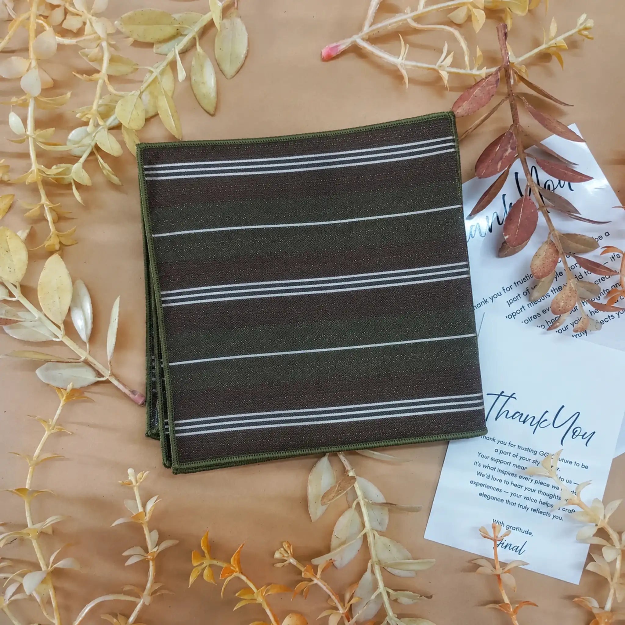 Charcoal Stripe Silk Pocket Square