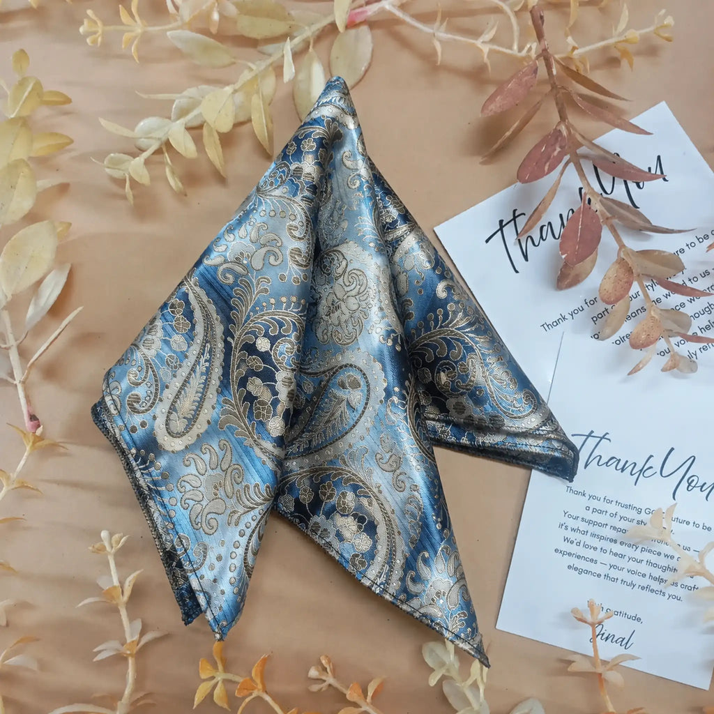 Ivory Paisley Silk Pocket Square
