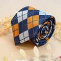 Navy Autumn Check Silk Necktie
